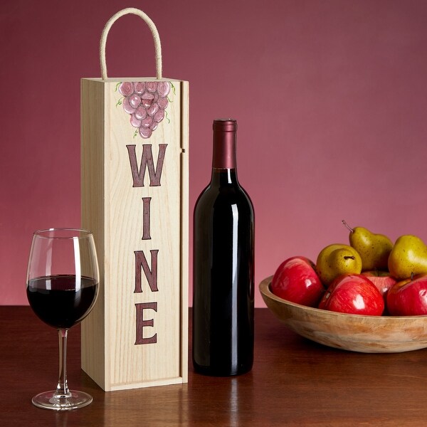 2 Pack Single Bottle Wooden Wine Gift Boxes with Sliding Lid for Housewarming