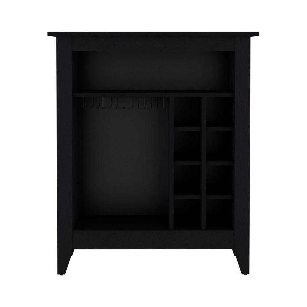 Bar Cabinet Castle  One Open Shelf  Six Wine Cubbies  Black Wengue Finish