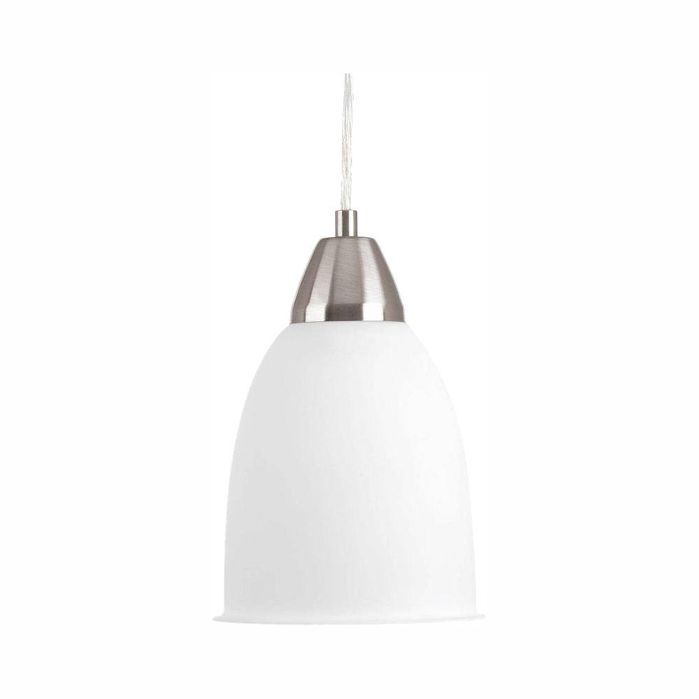 Progress Lighting Simple Integrated LED Collection 1-Light Brushed Nickel Cord Hung Mini Pendant with Frosted Acrylic Shade P5176-0930K9