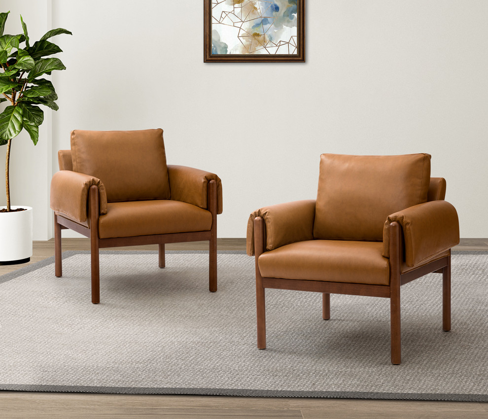 Contemporary Comfy Arm Chair Set With Solid Wood Legs   Midcentury   Armchairs And Accent Chairs   by Karat Home  Houzz