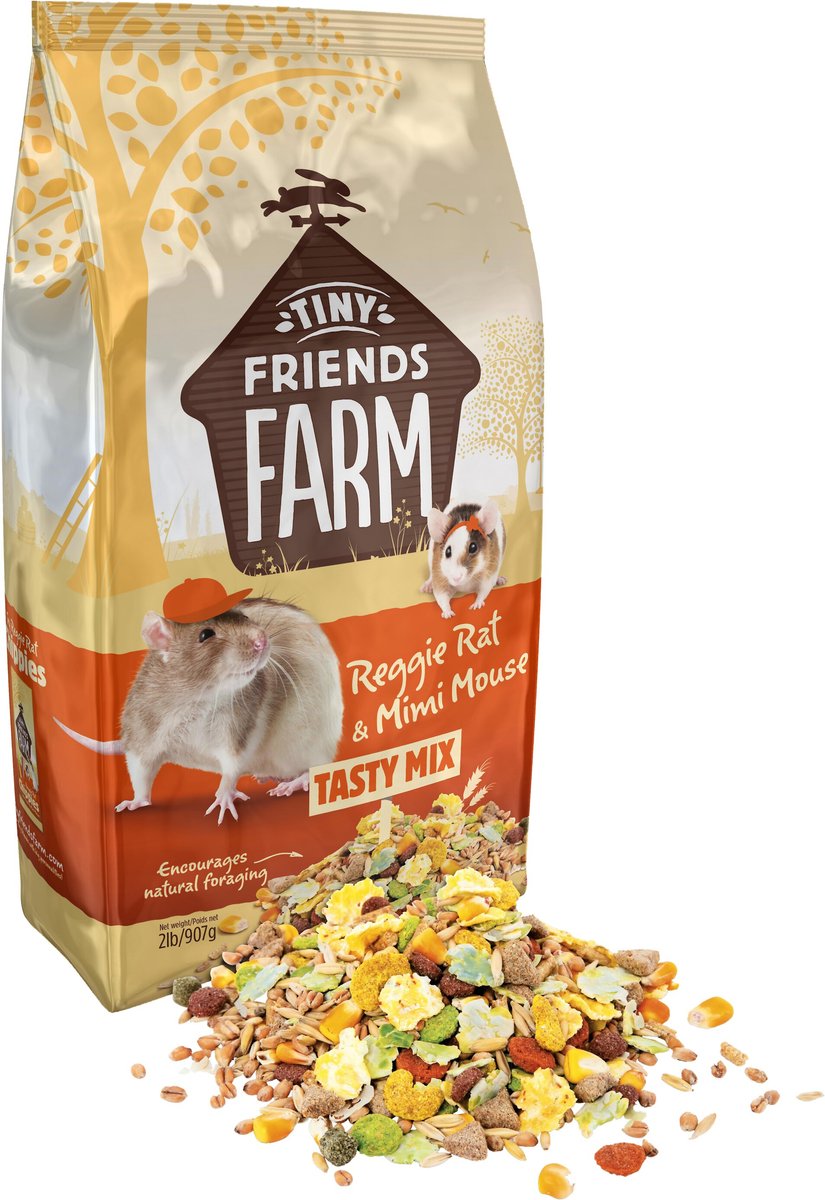 Tiny Friends Farm Reggie Rat and Mimi Mouse Food， 2-lb bag