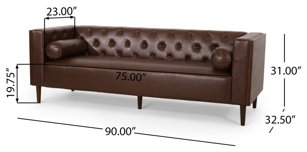 Elegant Classic Sofa  Diamond Button Tufted Back  ampSquare Arms   Midcentury   Sofas   by Decorn  Houzz