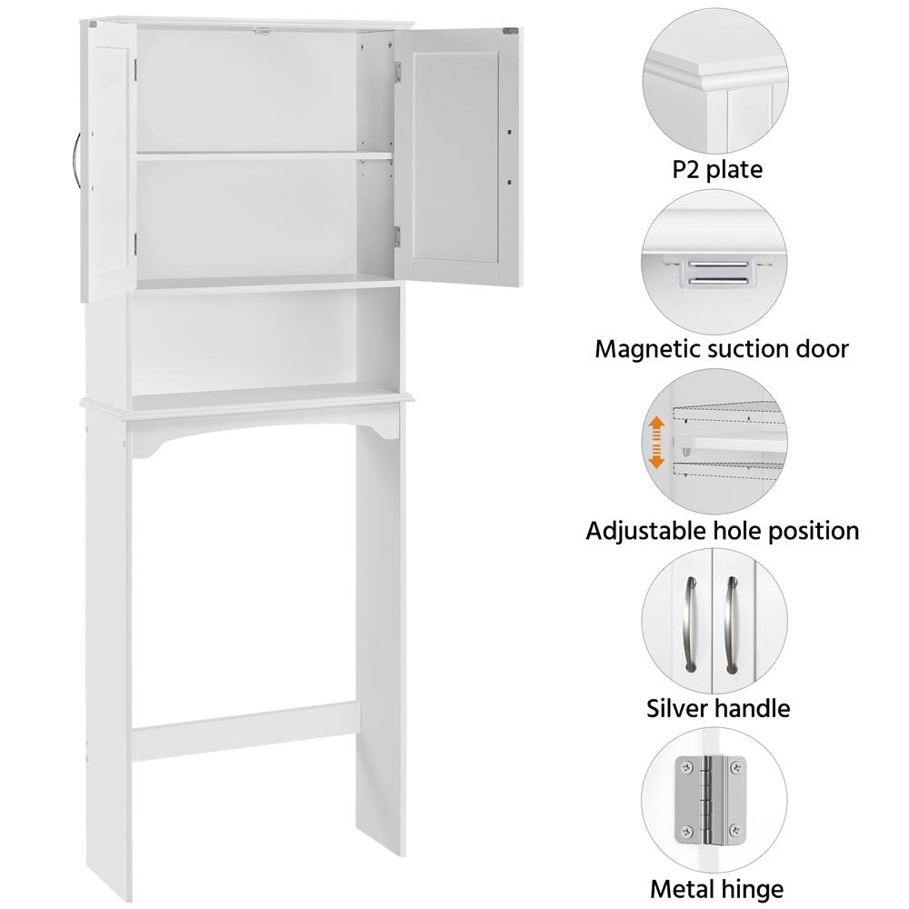 SmileMart 9 Width Wooden Over The Toilet Bathroom Storage Cabinets with Door， White