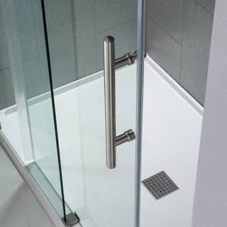 WOODBRIDGE Beccles 56 in. to 60 in. x 62 in. Frameless Sliding Bathtub Door with Shatter Retention Glass in Brushed Nickel HSD3627