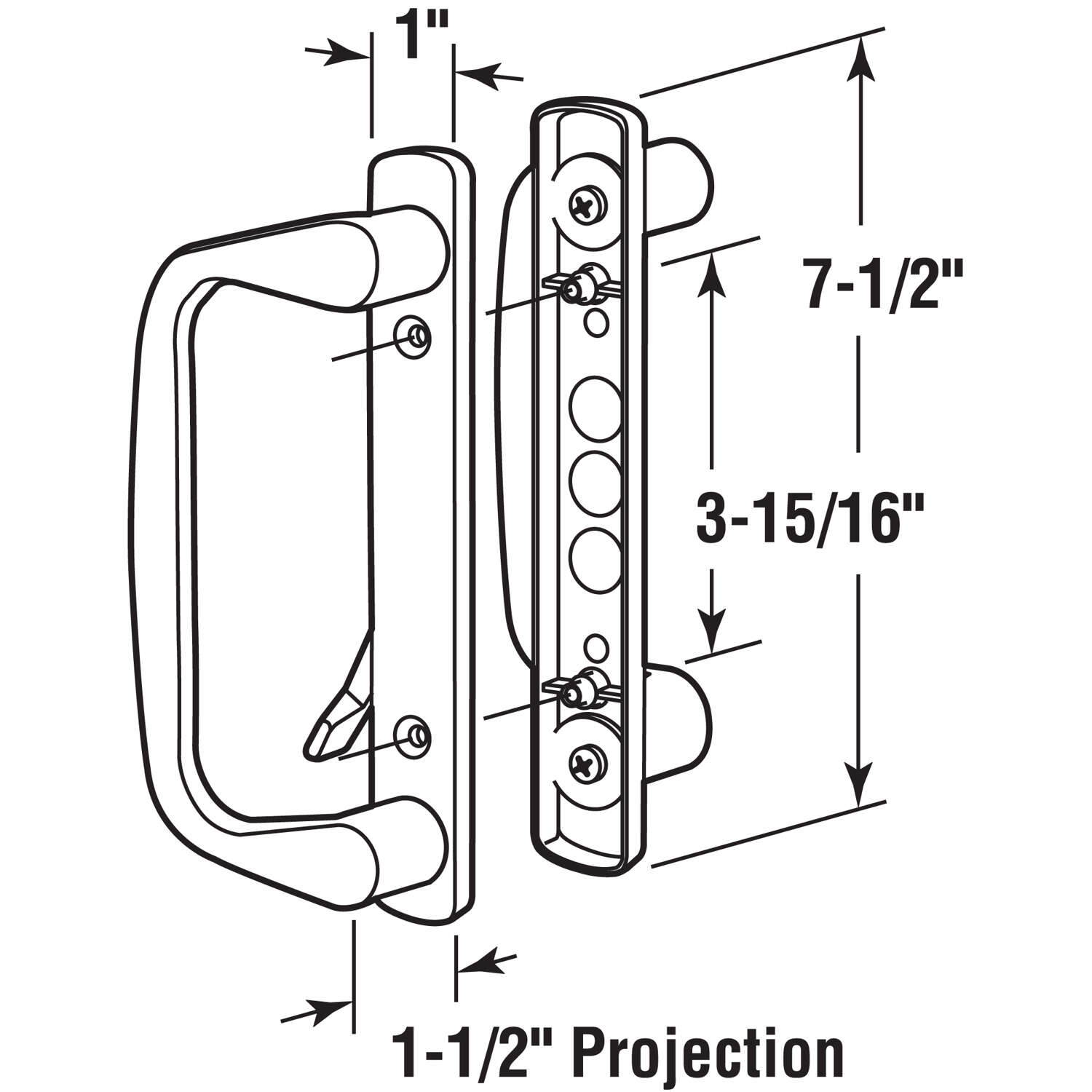 Prime-Line Painted Diecast Outdoor Patio Door Handle Set