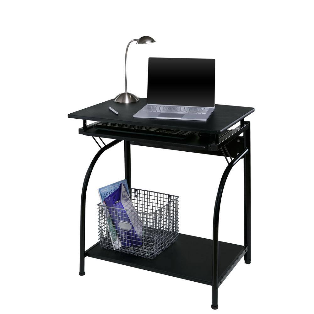 OneSpace 30 in. Rectangular Black Computer Desk with Keyboard Tray 50-1001