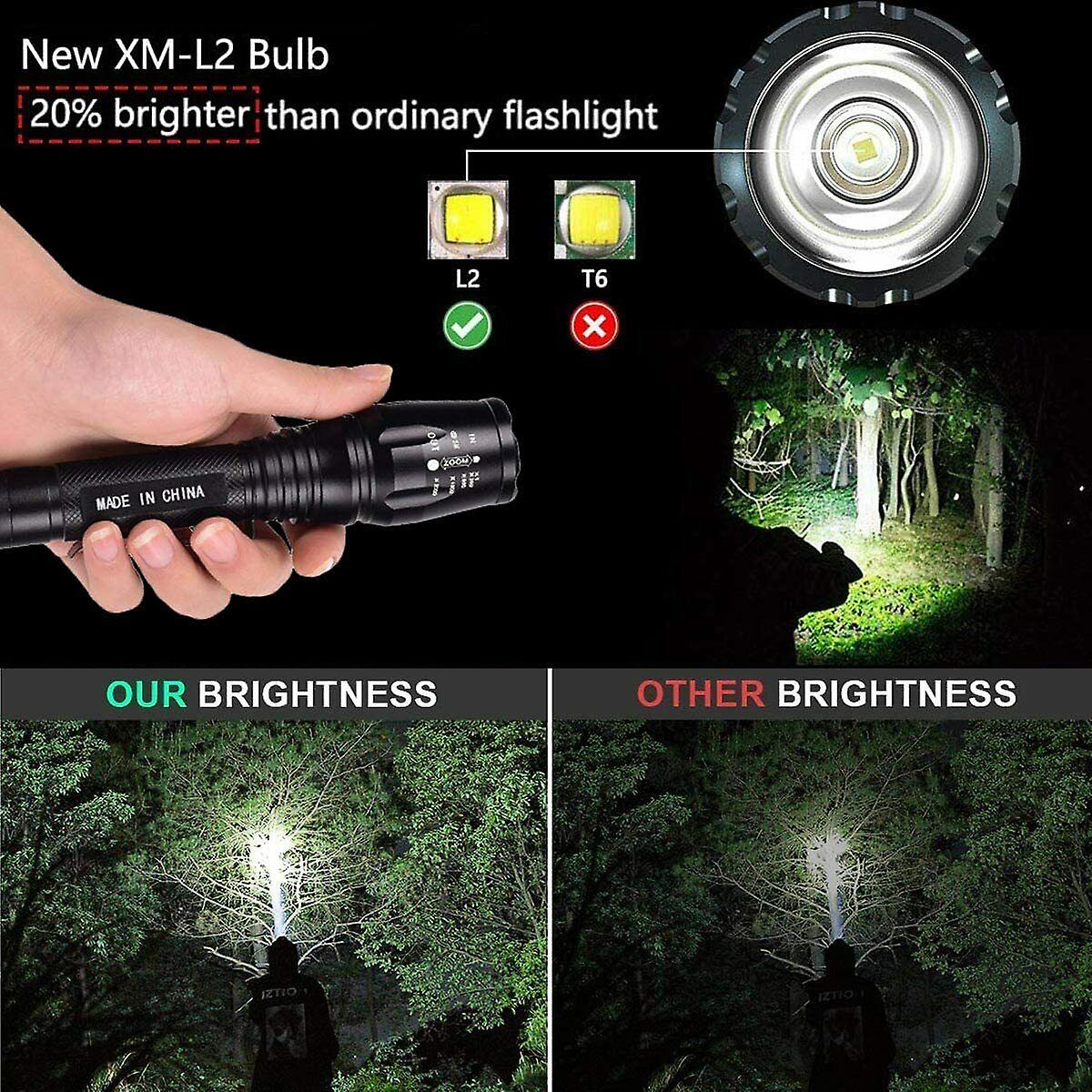 Tactical 90000lumens L2 Led Super Bright Camping Flashlight Torch+2*18650 Battery