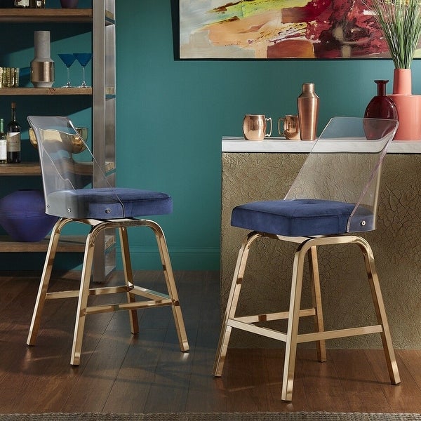 Lennox Velvet Counter Height Stools (Set of 2) by iNSPIRE Q Bold