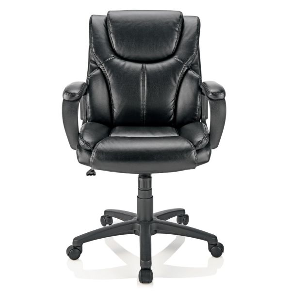 Mayhart Vinyl Mid-Back Task Chair， Black， BIFMA Certified