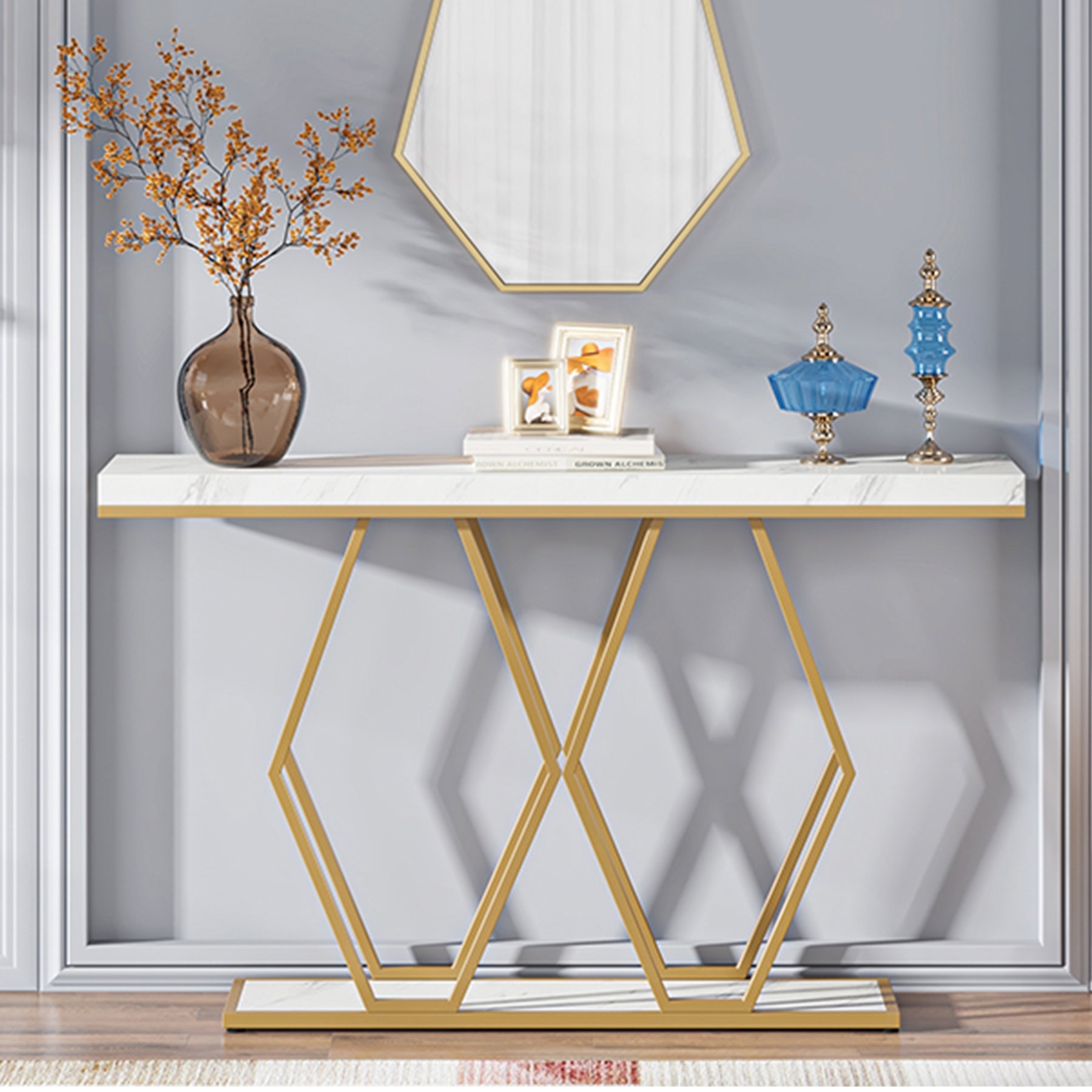 Modern Gold Console Table Sofa Table for Entrayway Living Room