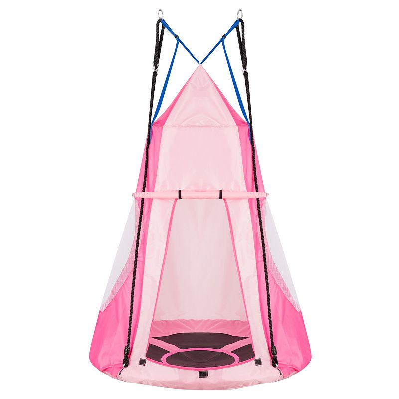 2-in-1 40 Inch Kids Hanging Chair Detachable Swing Tent Set