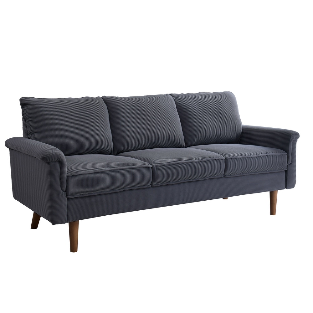 HOOOWOOO Modern 3 Seater Polyester Fabric Sofa Couch with Wide Armrest