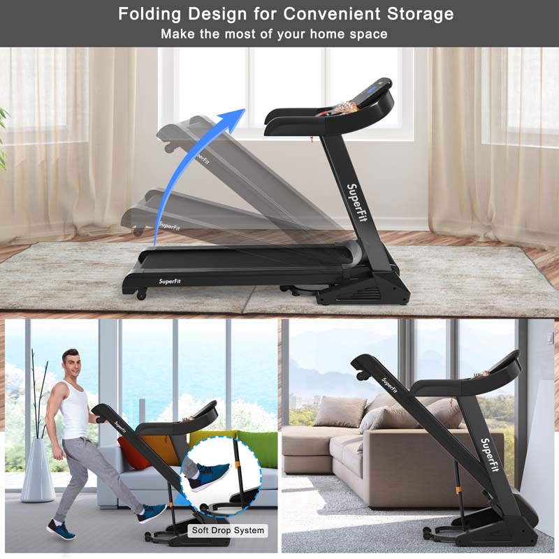 3.75 HP Folding Treadmill with Auto Incline & App Control, Electric Running Jogging Machine for Home Gym