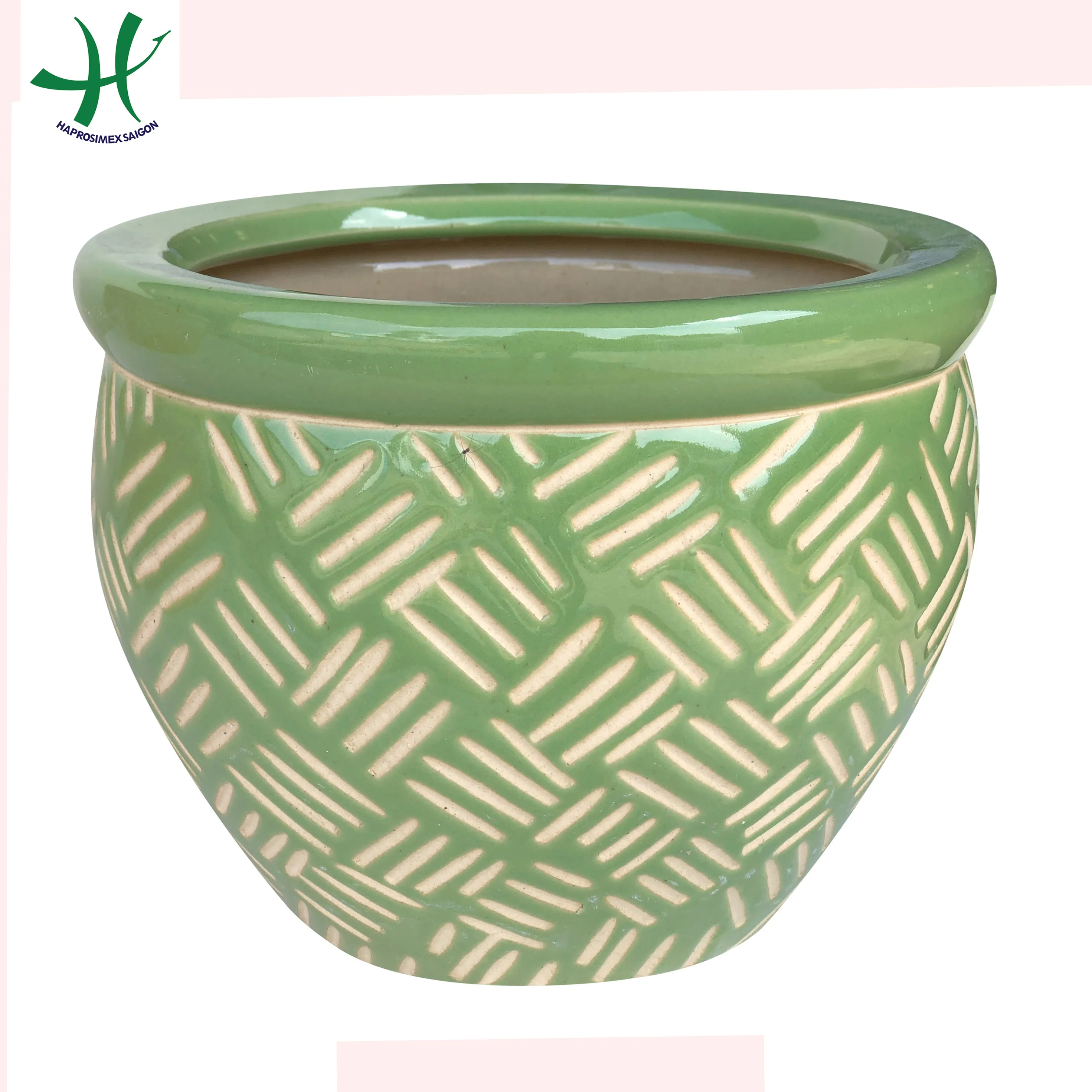 Round Ceramic Planter Flower pot with new new designs and multi colors  set of 4 ( HG 15 1146/4)