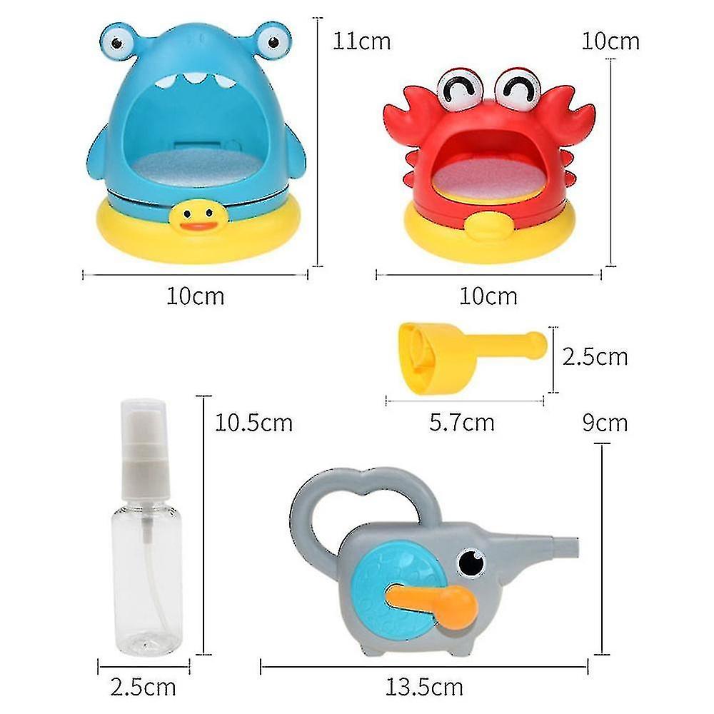 Kids Manual Bubble Maker Bath Toys Cute Shark/ Crab Shape Hand Crank Bubble Making Toy Gift