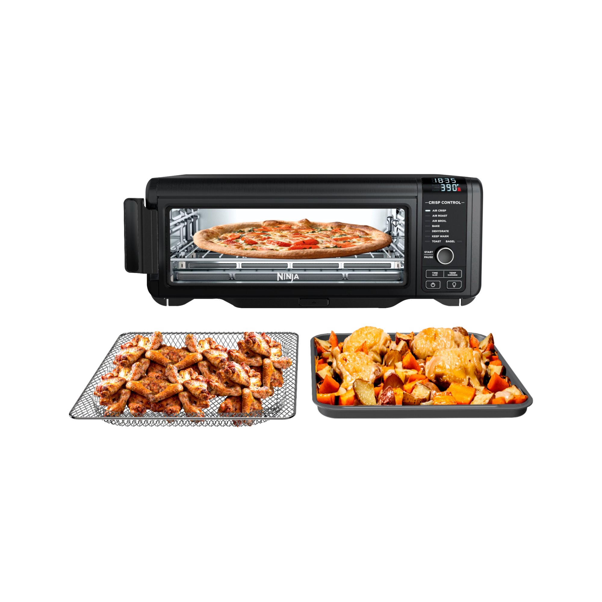 Ninja - Foodi 8-in-1 Digital Air Fry Oven， Toaster， Flip-Away Storage， Dehydrate， Keep Warm - Black