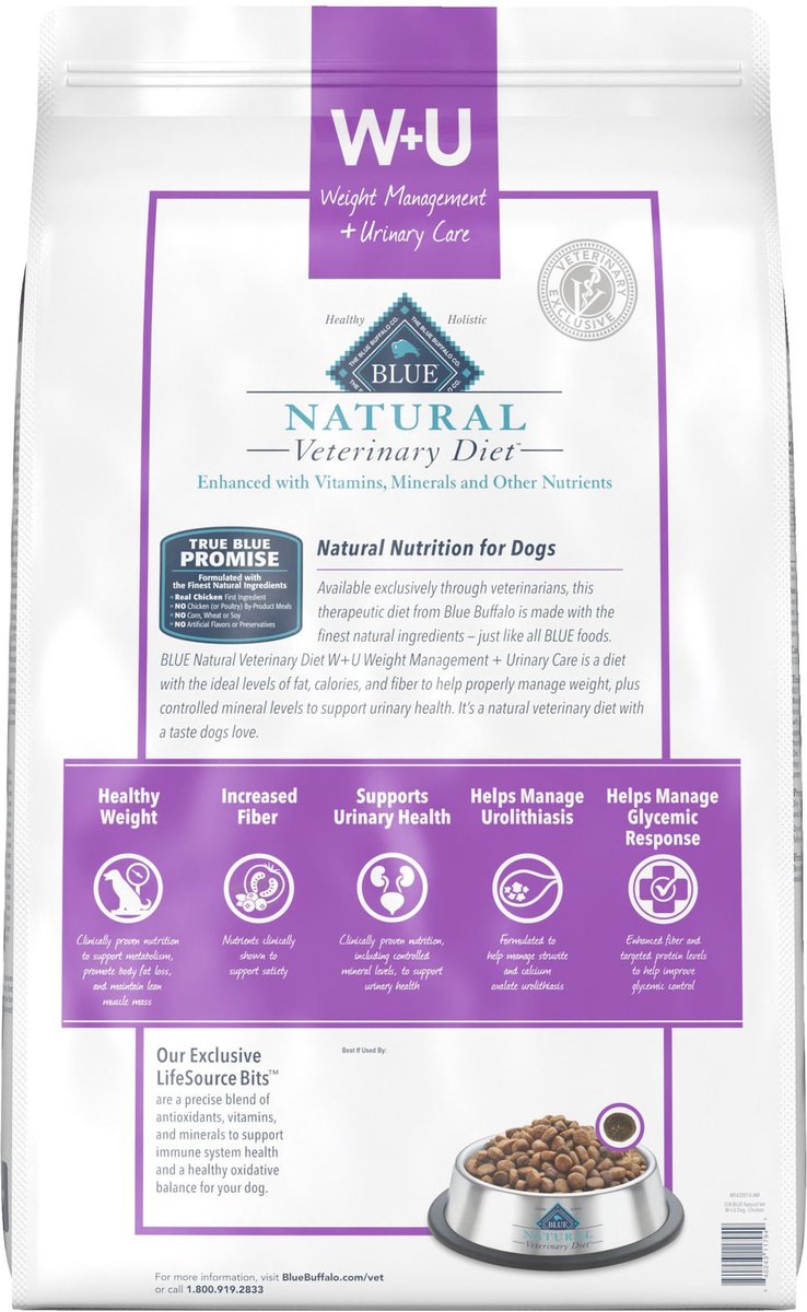 Blue Buffalo Natural Veterinary Diet W+U Weight Management + Urinary Care Dry Dog Food