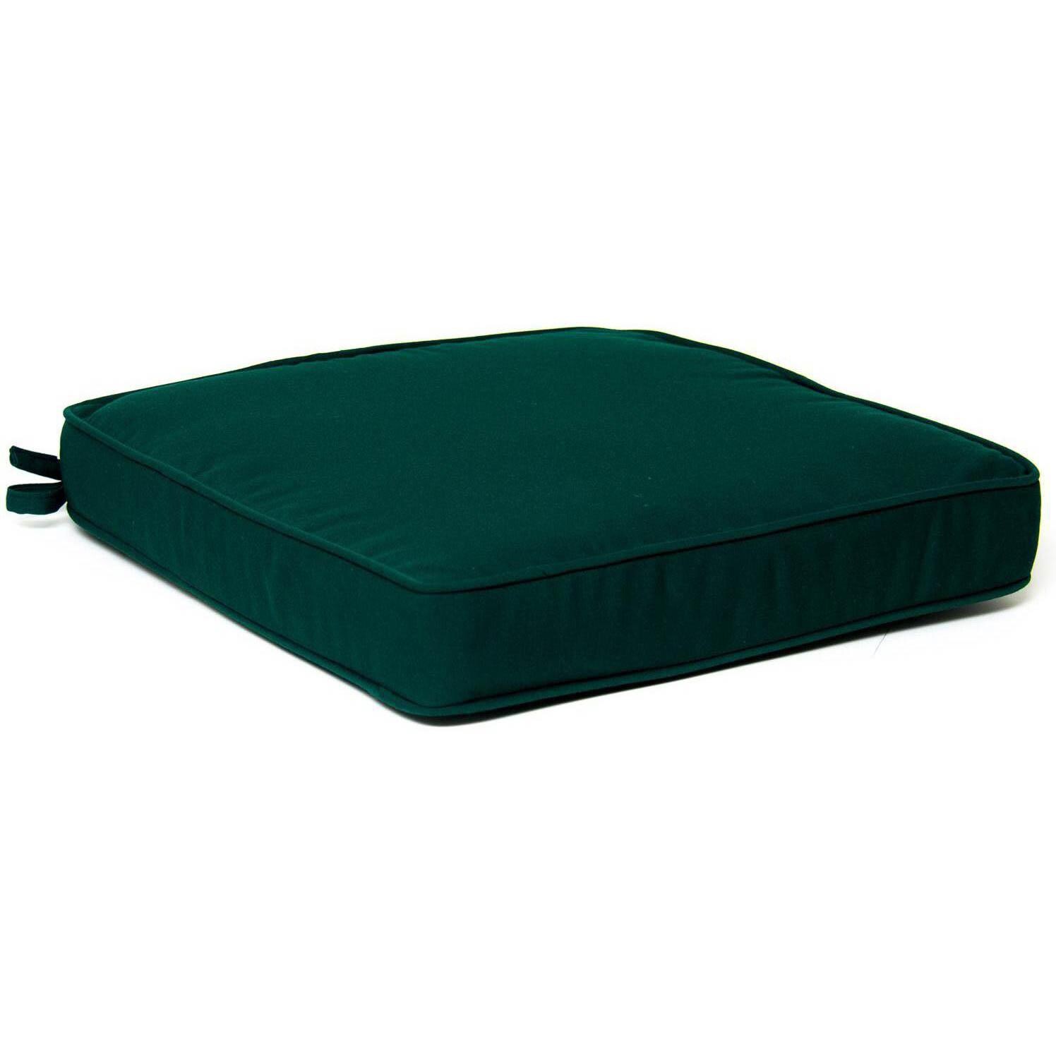 Sunbrella Canvas Forest Green Large Outdoor Replacement Seat Cushion W/ Piping By Signature