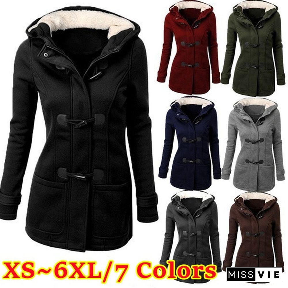 HOT Winter Women's Fashion Claw Clasp Wool Blended Classic Pea Warm Coat Jacket Plus Size XS-6XL