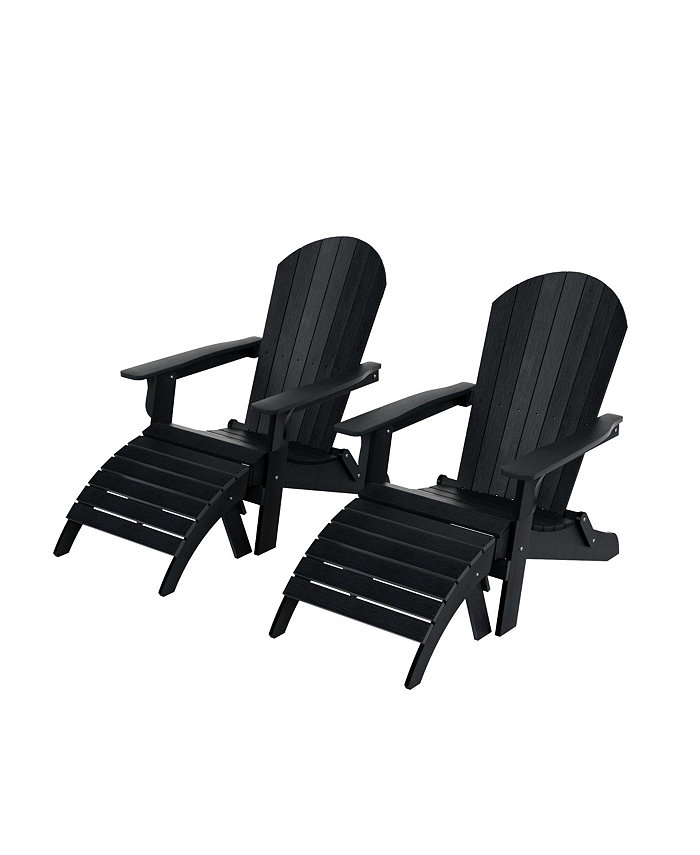 WestinTrends 4-Piece Outdoor Folding Adirondack Chair with Footrest Ottoman Set