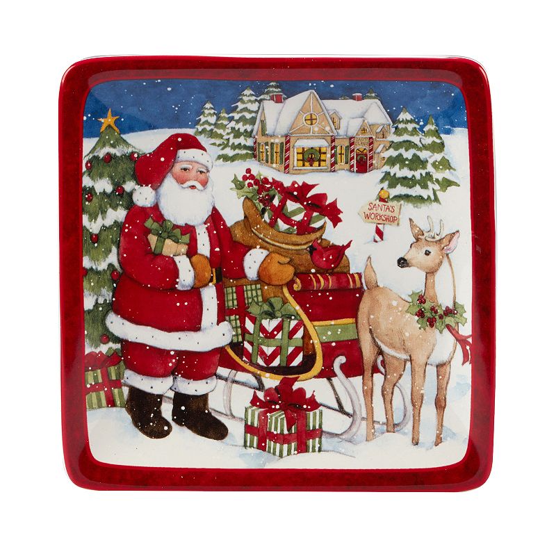 Certified International Santa's Workshop 4-pc. Canape Plate Set