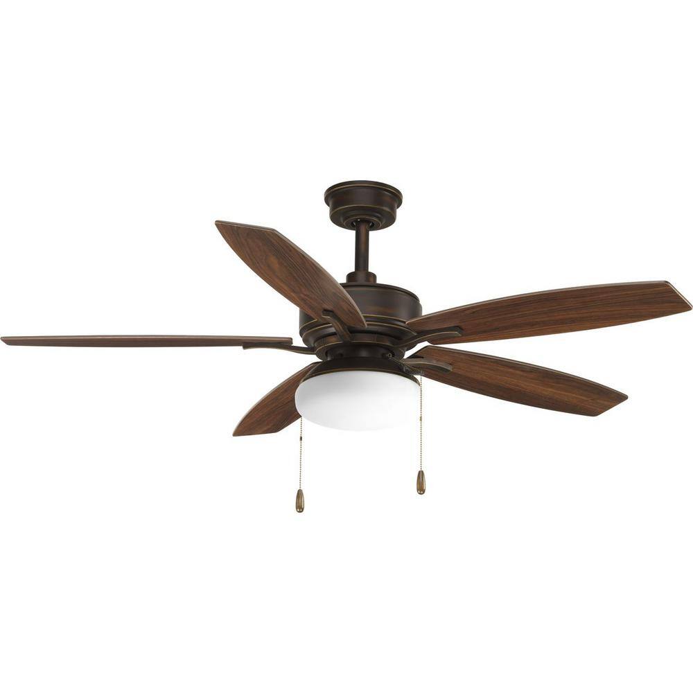 Progress Lighting Billows Collection 52 in. LED Indoor Antique Bronze Rustic Ceiling Fan with Light Kit P2552-20