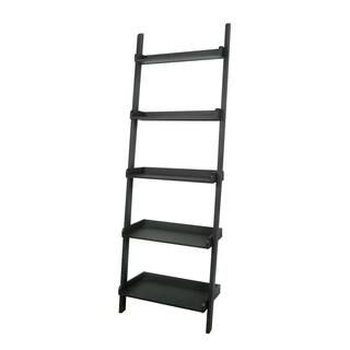 International Concepts 75.5 in. Black Wood 5-shelf Ladder Bookcase SH67-2660