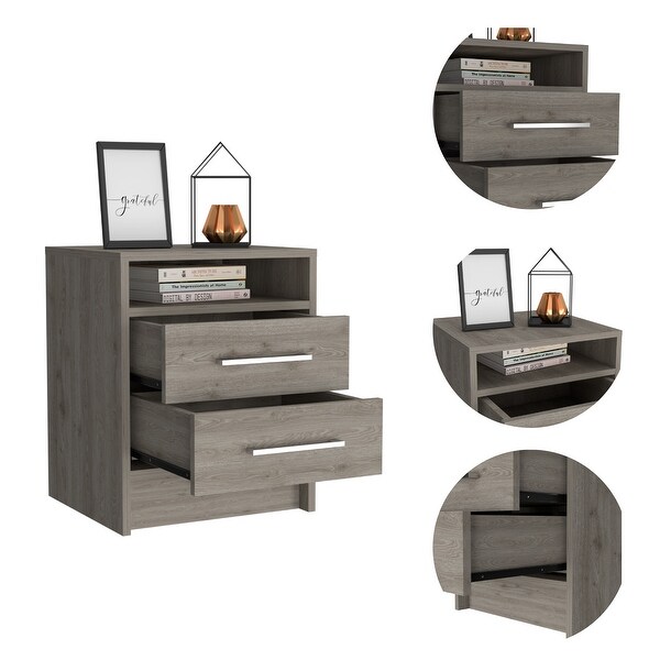 Minimalist Nightstand with 2-Drawer 1-Shelf， Superior Top， Bedside Table， Suitable for Any Bedroom or Living Room - - 37846988