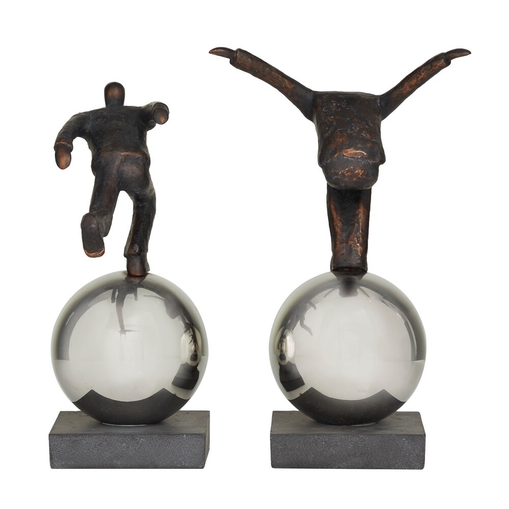 Bronze Polystone Modern People Sculpture ( Set of 2)   S/2 13\