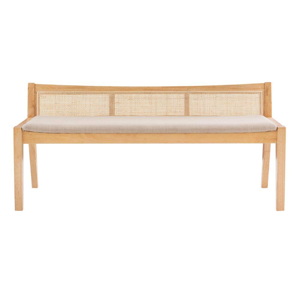 Powell Company Tara Natural 52.36L x 18.75D x 23.37H Cane Bench with Padded Seat HD1546S20B