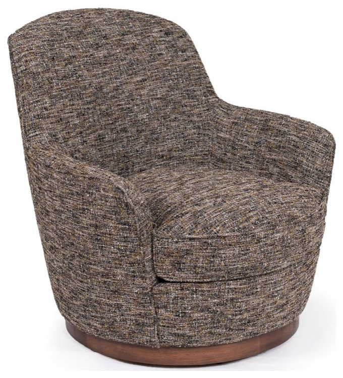 Sunset Trading Heathered Soft Tweed T Cushion Fabric Swivel Chair in Black/Brown   Transitional   Armchairs And Accent Chairs   by Homesquare  Houzz