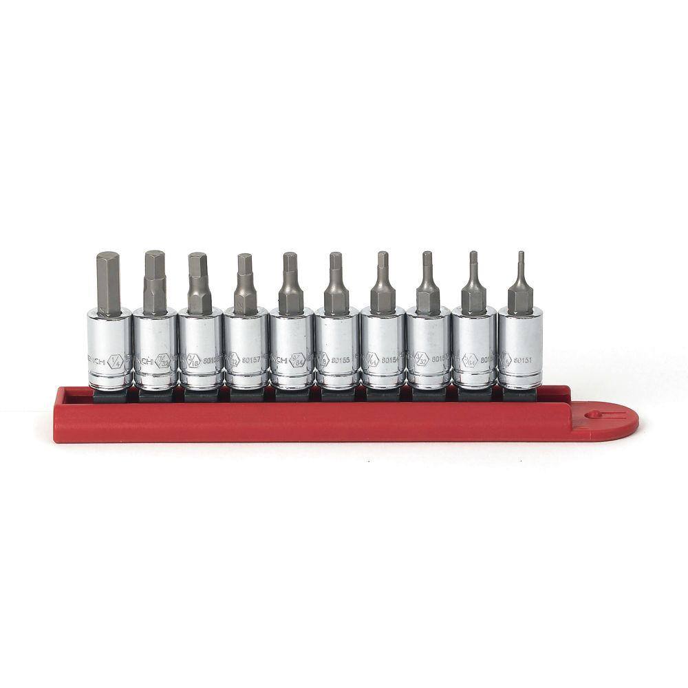 GEARWRENCH 14 in. Drive SAE Hex Bit Socket Set (10-Piece) 80323