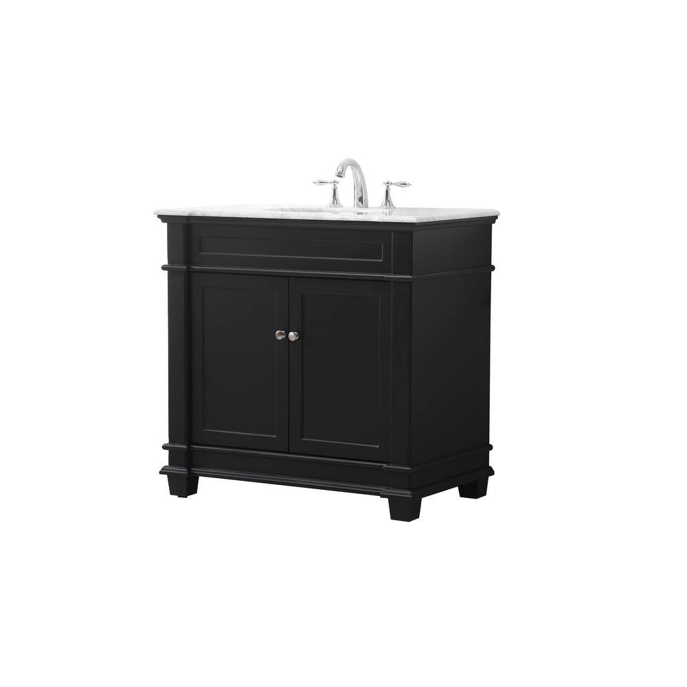 Timeless Home 36 in. W x 21.5 in. D x 35 in. H Single Bathroom Vanity in Black with White Marble TH100036BK