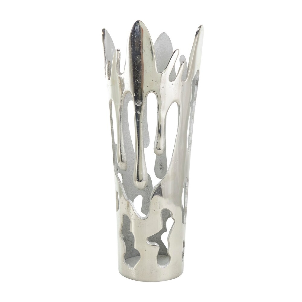 Silver  Gold or Black Aluminum Drip Vase with Melting Designed Body (Set of 2)