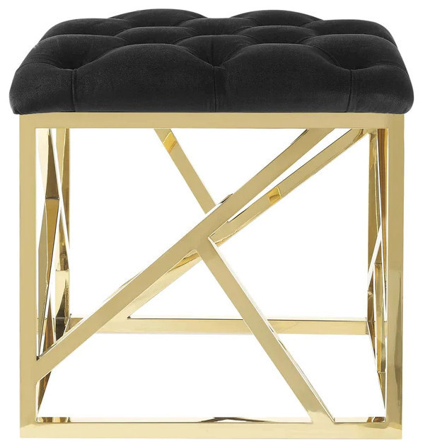 Piper Black Gold Ottoman   Contemporary   Footstools And Ottomans   by V.S.D Furniture  Houzz