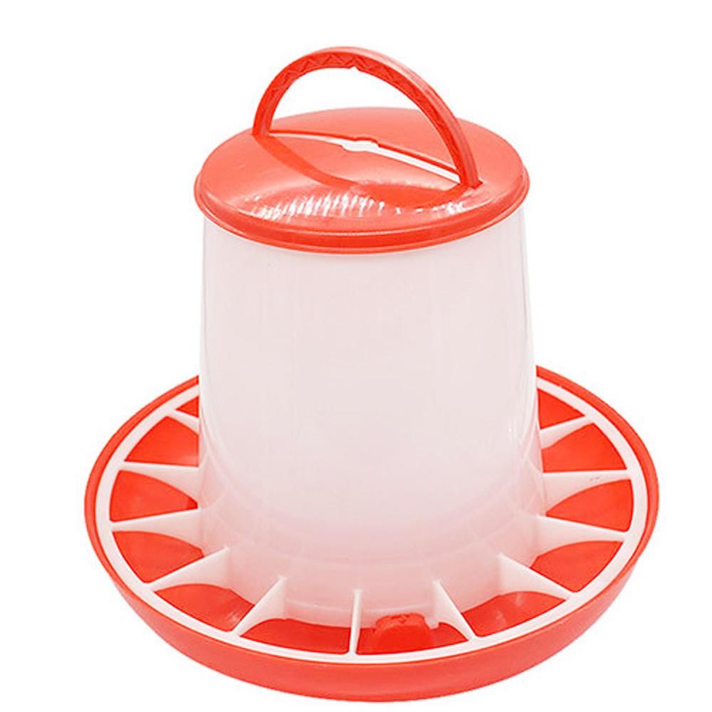 1.5Kg Plastic Chicken Poultry Handle Quail Farm Supplies Feeders Poultry Tool Feed Bucket RED