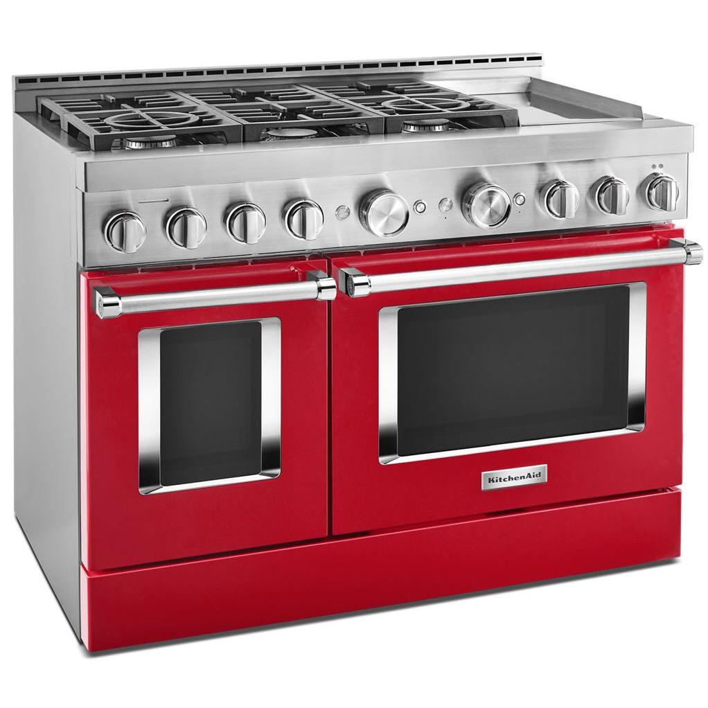 KitchenAid 48-inch Freestanding Gas Range with Even-Heat? True Convection KFGC558JPA