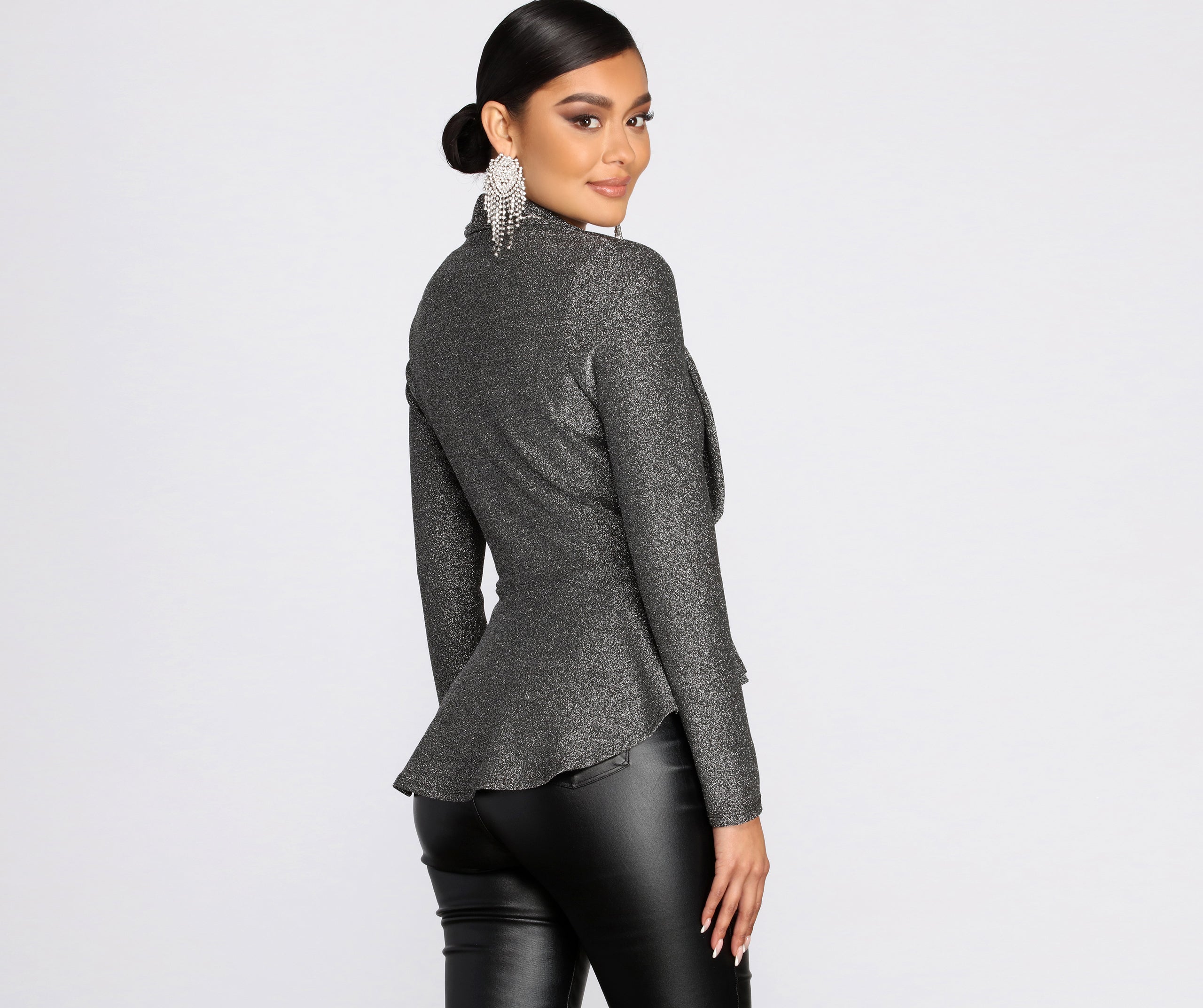 All Glam Glitter Peplum Blazer