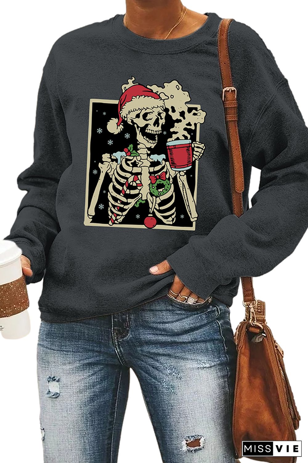 Dead Inside Skeleton Christmas Sweatshirt Wholesale