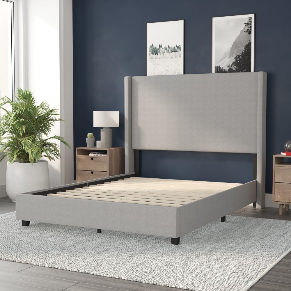 Upholstered Platform Bed with Channel Stitched Headboard