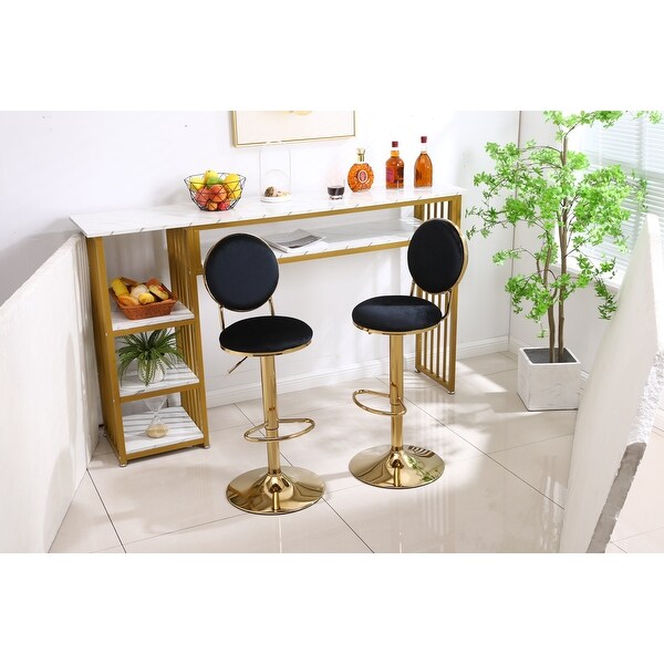 Bar Stools Set of 2 Velvet Breakfast Dining Bar Stools Counter Height Bar Chairs with Metal Frame And Footrest