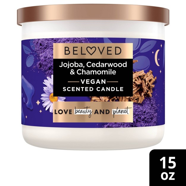 Beloved Love amp Rest Jojoba Cedarwood amp Chamomile 3 wick Vegan Candle 15oz