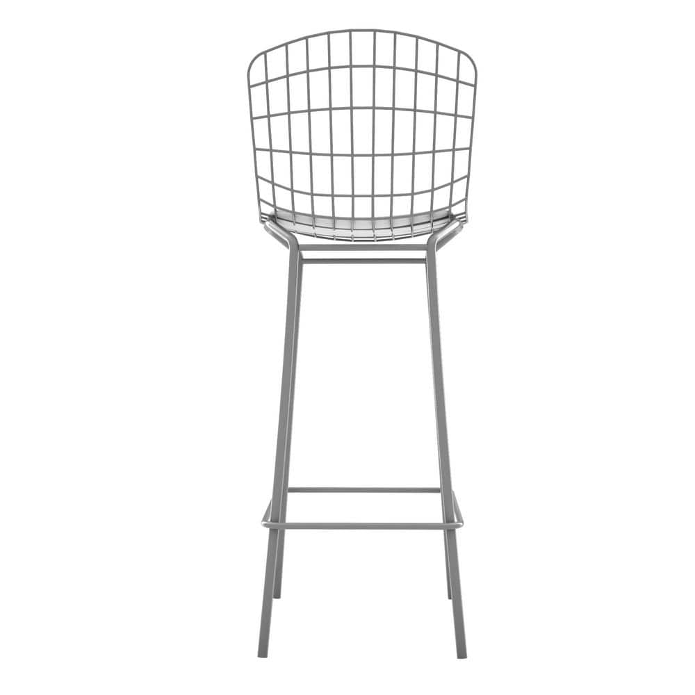 Manhattan Comfort Madeline Charcoal Grey and White Bar Stool (Set of 2) 2-198AMC8