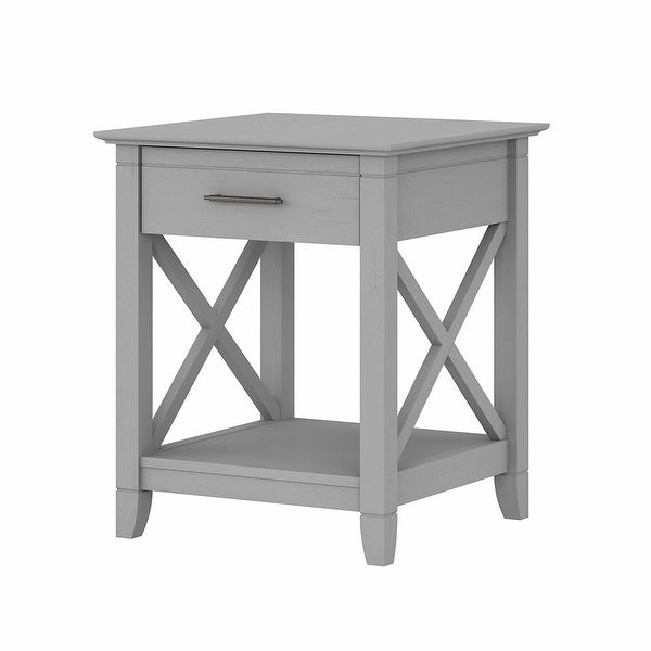 Key West End Table with Storage in Washed Gray