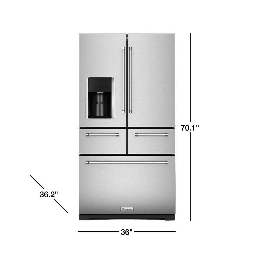 KitchenAid 25.8 cu. ft. French Door Refrigerator in Stainless Steel with Platinum Interior KRMF706ESS