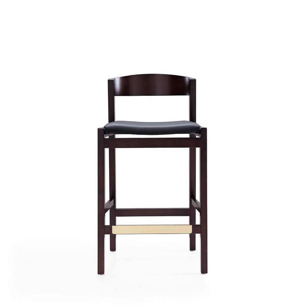 Manhattan Comfort Klismos 36.75 in. Dark Walnut Beech Wood Counter Height Bar Stool