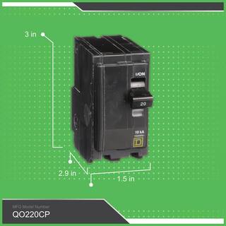 Square D QO 20 Amp 2-Pole Circuit Breaker(QO220CP) QO220CP