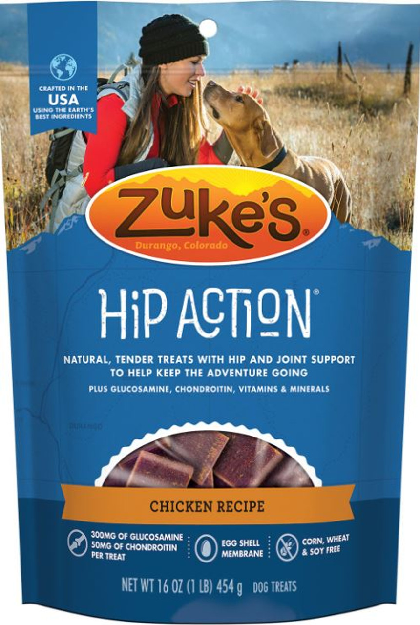 Zuke's Hip Action Chicken Recipe Dog Treats 1Lb Bag