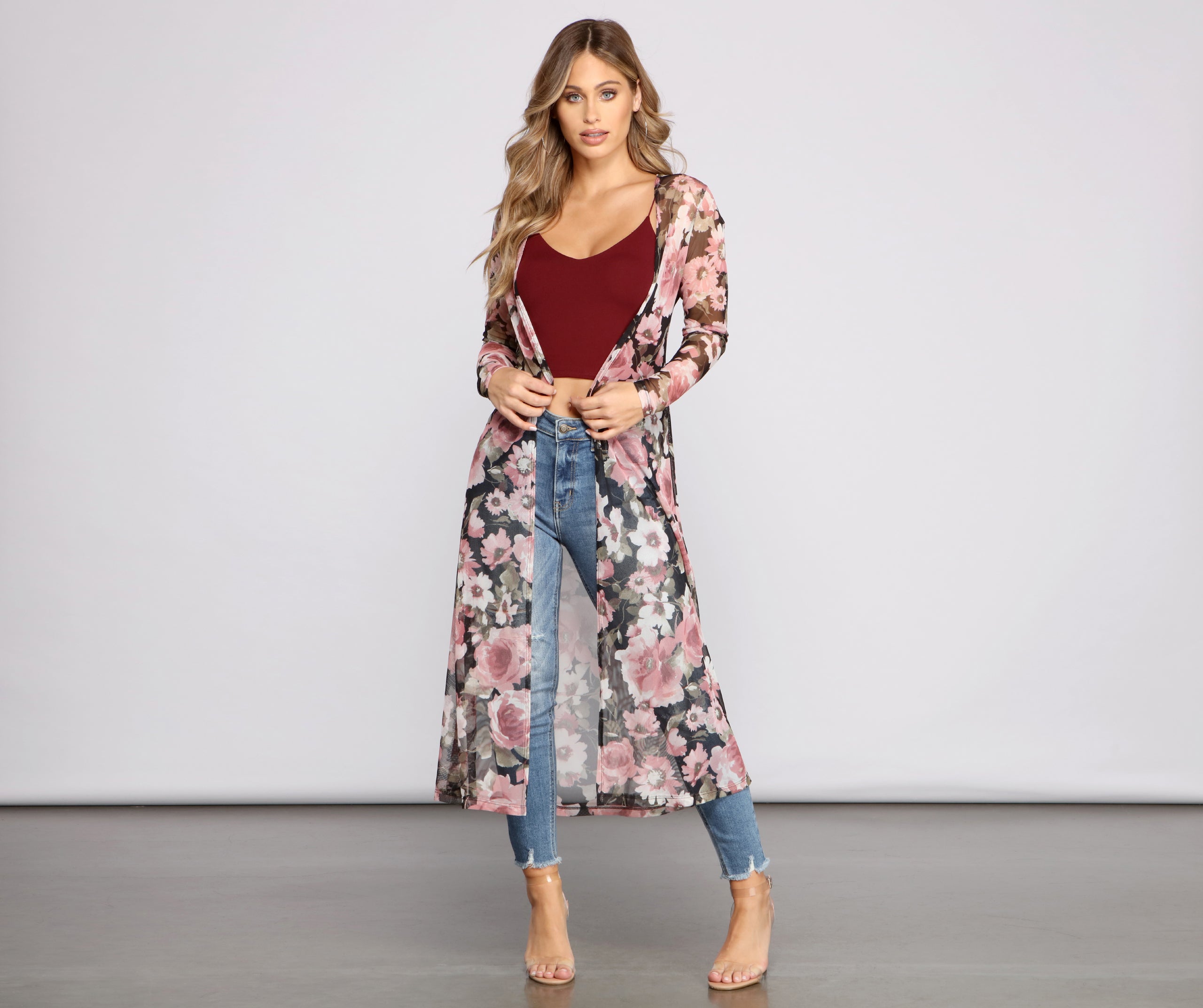 Flirty Floral Mesh Duster