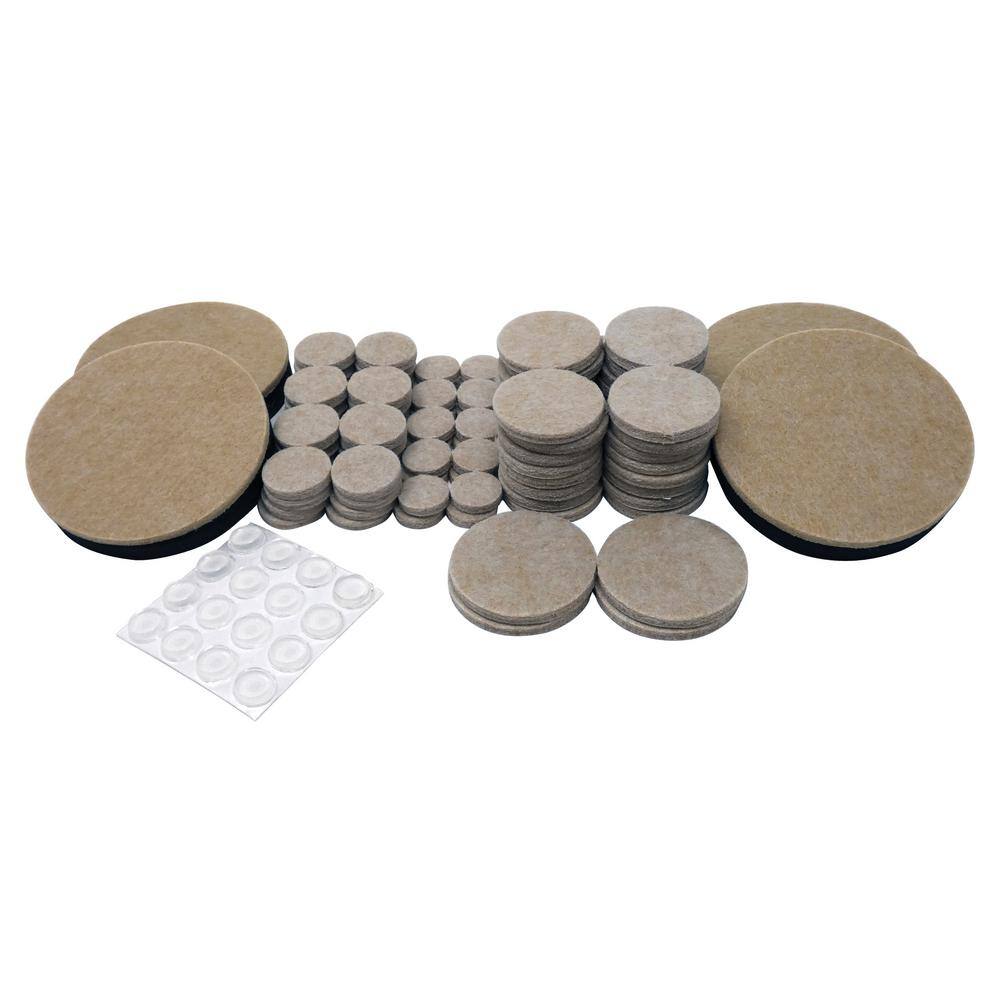 Everbilt Assorted Self-Adhesive Round Furniture Sliders Felt Pads for Hard Floors and Surface Bumpers Value Pack (108-Piece) 49032